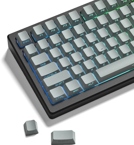 dagaladoo doubleshot PBT keycap Set,Japanese keycaps Shine Through,Side Printed Key caps Keyboard,Cherry Profile Custom Keycap for Mechanical Gaming Keyboards(Light Grey)