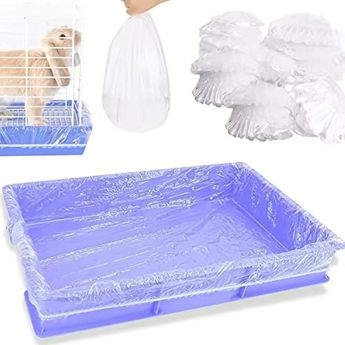 100Pcs Cage Liners, Clear Plastic Disposable Rabbit Cage Liner Guinea Pig Leak Proof Toilet Film for Bunnies Ferrets Chinchillas Birds Small Animal Rabbit Litter Box Liners Liner