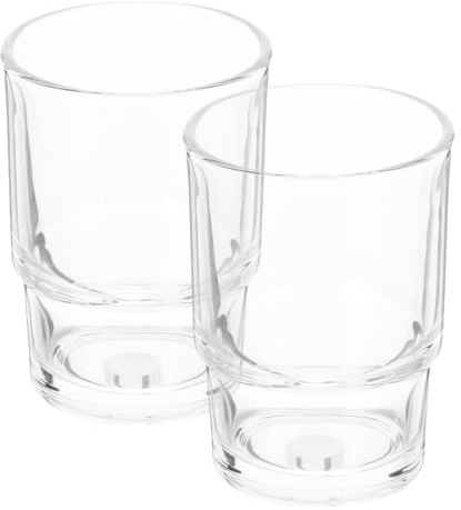 VALICLUD 2 Pack Glass Toothbrush Cup Transparent Rinsing Cup for Mouthwash Bathroom Sink Washing Glass Toothbrush Holder for Home and Hotel Use 3.86 X 2.76 X 2.76 in