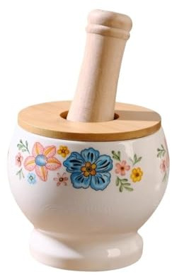 Piccolo mortaio e pestello lucidato, Set Home Aglio Pestatore Macina Spezie Macina Ciotola Alta Temperatura Ceramica Pestatura Ciotola Utensili da Cucina Macina Spezie Macina Erbe