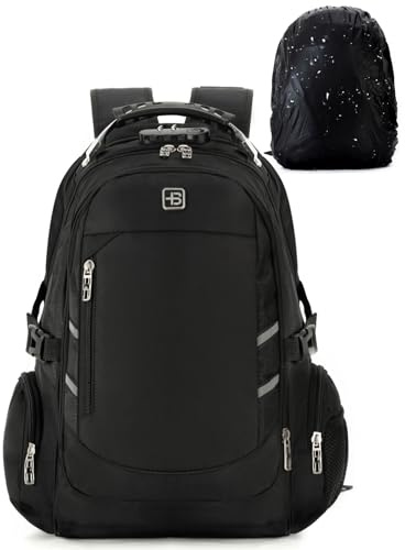 Kommodum - Zaino Porta PC Antifurto con Lucchetto Scomparto Computer fino ai 17 pollici con Parapioggia Bagaglio Valigia Borsa da Viaggio per Scuola, Ufficio Trekking Escursionismo