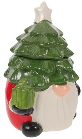 Cabilock Festive Christmas Tree Ceramic Jar Lid for Snacks Biscuits Candy Treats Holiday Storage Small Jar