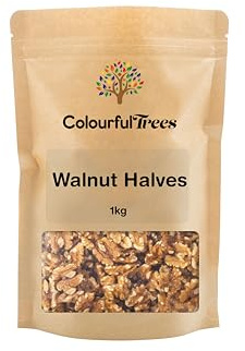 Walnut Halves 1kg - Natural & Crunchy Nuts for Snacking & Baking by Colourful Trees