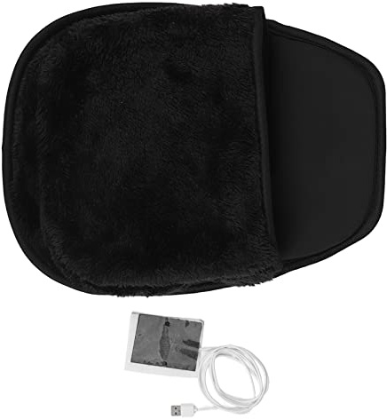 TOPINCN USB-beheiztes Maus-Handwärmer-Pad für Männer und Frauen, Hält bei Kaltem Wetter Warm, Handgelenkpolster-Design, Schneeflocken-Plüschmaterial (Black)