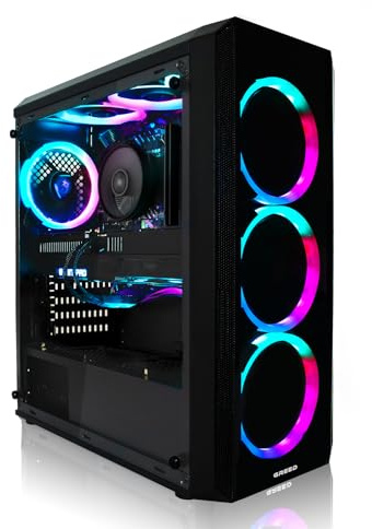 Greed®Mk2 Power - 4K High End Gaming PC Raytracing – AMD Ryzen 7 5700X + AMD Radeon RX 9070 16GB – computer RGB ultra veloce + desktop da 4,6 GHz – 16 GB DDR4 RAM – 1TB SSD – WLAN + W11 Pro