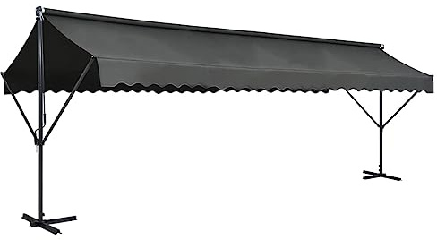 Store Banne Double Pente Manuel, Auvent sur Pied 6x3 m Anthracite