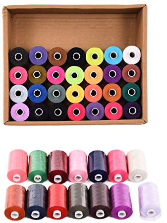 Fabater Polyester Sytrådsset 42 Färger 1000 Yards Styck, Slitstark Symaskinstråd för Gör-det-själv-broderi, Hushållssytrådssortimentssats