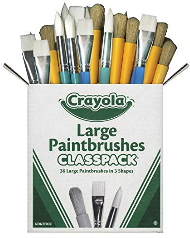 Crayola Paintbrush Variety Classpack (36ct), School Art Supplies for Kids, Flat & Round Paint Brushes for Toddlers & Classrooms, Easy Grip Handle