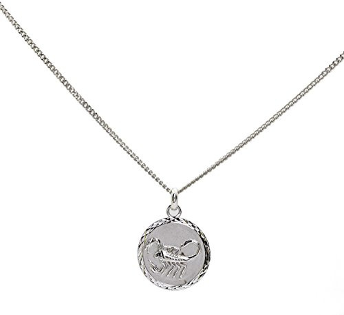 Set Anhänger Sternzeichen Zodiac Skorpion Medaille und Kette aus Silber massiv mit Koffer für offrir. möglich, brennen im Rücken