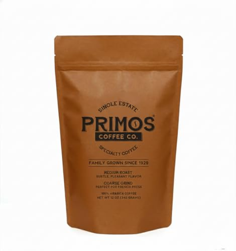 French Press Specialty Coffee, Coarse Ground, Primos Coffee Co (Medium Roast, 2 Bags)
