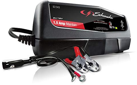 Schumacher Electric SC1343 Autobatterieladegerät und -wartung, 1,5 A, 3-in-1-Lösung, für 6 V/12 V Batterien, Powersport, Automobil- und Marine-Batterien, SC1343