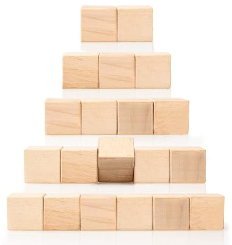 Holzwürfel Natur, 20 Stück, 20mm, Blanko Deko Holz zum DIY Basteln Malen, Handwerk Dekoration, Quadrat Würfel