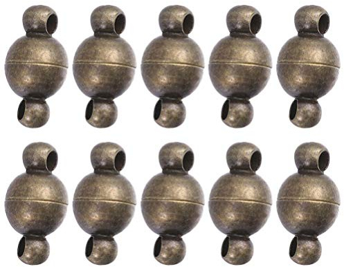 EXCEART 10 Stücke Magnetische Verschlüsse Magnetverschluss Kugel Magnet Verschluss Kettenverschluss für Halskette Armband Fußkettchen Schmuckherstellung 6mm Bronze