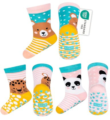 soxo Calcetines Antideslizantes Niño Regalos Originales Bebes 1 Año 6-12 Meses Oso De Peluche Panda Pantera 3 Pares