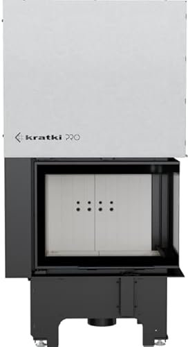KRATKI VN Holzkamin mit Lufteinlass Einsatz BImSchV 2-konform 9 kW Thermischer Wirkungsgrad 81% Guillotine-Tür Stahl mit Thermotec rechtsseitig 140 x 73 cm
