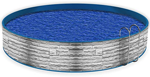 Wallario Pool Verkleidung mit Motiv und Ösen, Umrandung Dekoration, Motiv Steinwand grau, Größe Höhe 100 cm x L 12m