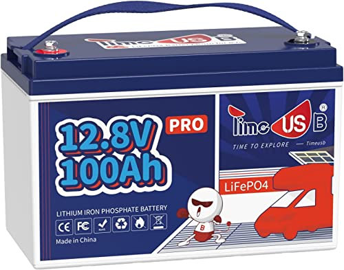 Timeusb 12V 100Ah Pro LiFePO4 Batterie mit 100A BMS,1280Wh Lithium Batterie,Max. 15000 Zyklen,12V Lithium Akku für Wohnmobil Solaranlage Boot Haushalt Off-Grid