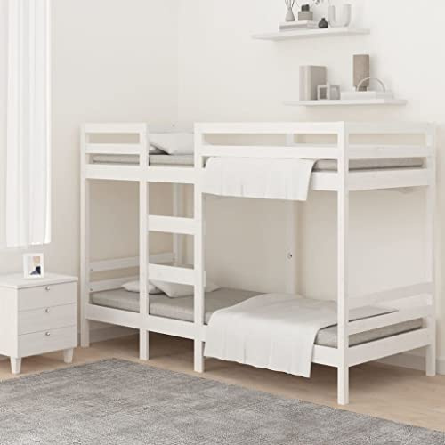 vidaXL Våningssäng vit 90x190 cm massiv furu, säng, sovrumsmöbel, sängstomme, sängar, sovrumsmöbler, sängbotten, loftsäng