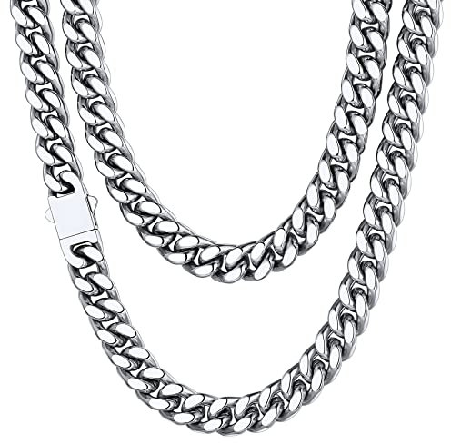 ChainsHouse Herren & Damen Kubanische Panzerkette Edelstahl Kette 51cm Bff Ketten 9mm breit Schmuck