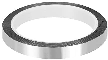 Rebower Métallisé Polyester Film Ruban Décoratif Ruban Adhésif Miroir Ruban, [pour Moulage Garniture DIY Graphique Art Fournitures] - 0.47 pouce x 55 Yards/Argent Ton /1 pcs