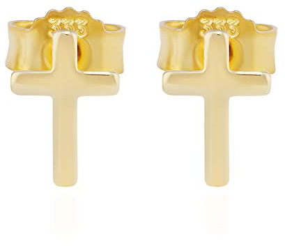 NKlaus Paar Kreuz Ohrstecker 925 Silber hochglanz oder 333 Gelbgold 7x5mm Kruzfix Damen Ohrringe klein