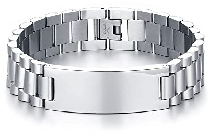 Cupimatch Armband Herren mit Gravur: Edelstahl Breite Armbänder Poliert Gliederarmband Armreif Herren Schmuck Geschenk für Männer Vater Bruder