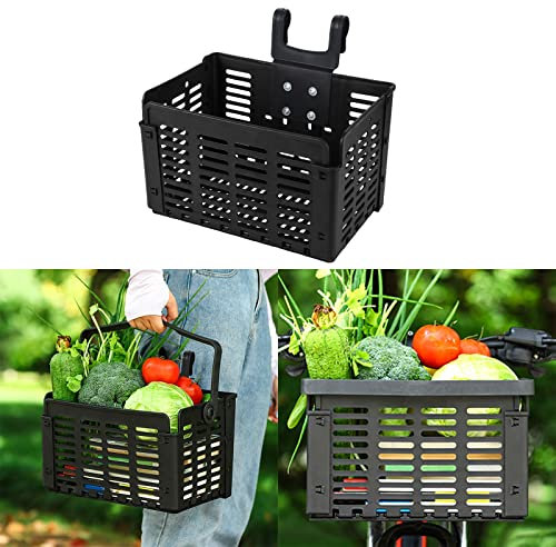 Basket Front Foldable for Pannier Rack Rear Wheel Basket Fixed Mounting Pannier Rack Tight Mesh Black Handlebar Basket