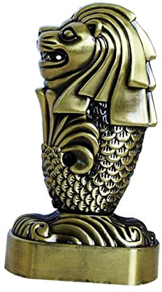 Veemoon 1stück Kreative Merlion Statue Aus Metall Bronze Deko Figur Für Wohnaccessoires Kunsthandwerk Für Schlafzimmer Wohnzimmer Und Bürodekoration
