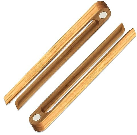 AEX Magnetic Toast Tong Wooden Tongs Reusable Bamboo Kitchen Tongs Disposable Utensils Mini Tong for Cooking and Serving Utensils Tool (Pack of 2)