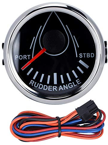 52 Mm Ruderwinkelanzeige Für Boote, 0–190 Ohm Signal Mit Rudersensor, 9–32 V, Universelle Wasserdichte Hintergrundbeleuchtungsanzeige Für Boot, Yacht(Schwarzes Zifferblatt, silberne Abdeckung)