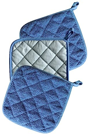 Set di presine in cotone, 6 colori, lavabile in lavatrice, presine riscaldanti, per cucina, forno, presine, tappetino in silicone (blu, taglia unica)