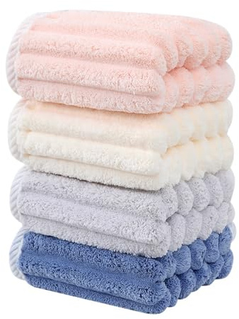 SOFTBATFY Weiche Mikrofaser Handtücher 4Pack, 40x75 cm Super saugfähiges Geripptes Handtuch Ideal für Haar Spa Sport und Reisen (Geripptes Handtuch 40x75 cm)