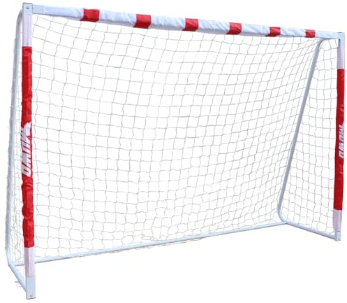 MUWO großes Fußballtor aus robustem Stahl, mit Textilmantel und Netz. 3 x 2 Meter groß, einfacher Aufbau durch Stecksystem mit Bildanleitung. Für Indoor und Outdoor geeignet.