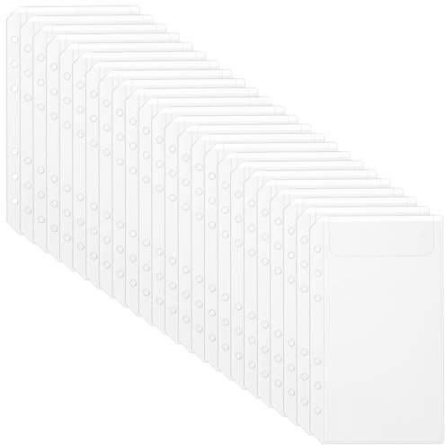 Lot de 24 pochettes d’insertion transparentes en PVC A6 – 6 trous, sans fermeture éclair, compatibles avec classeurs A6 à 6 anneaux. Idéal pour l’organisation et la gestion de budget.