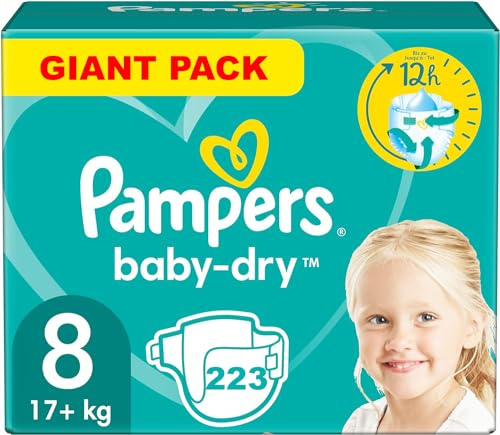 PAMPERS Baby Dry Größe 8 223 Windeln + 17 kg