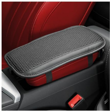 CGEAMDY Leder Auto Mittelkonsole Armlehne Kissen, Vier Jahreszeiten Universal Auto Mittelarmlehne Abdeckung, Atmungsaktives Auto-Mittelkonsolen-Kissen(Schwarz)