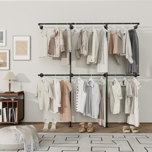 YheenLf Metal Perchero pie, Armario Abierto Vestidor, perchero pared, clothing rack, barra para colgar ropa, colgadores de ropa, Vestidores Armarios, 180x180cm