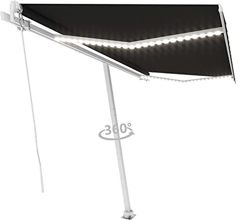 Gelenkarmmarkise Einziehbar, LAPOOH Sichtschutz Balkon, Seitenmarkise, Balkon Markise, Klemmmarkise, Sonnenvorhang, Balkonmarkisen, 400x300 cm Anthrazit