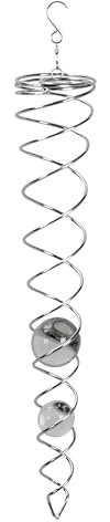 Metall Windspirale Twister Silber - 43 cm - Deko Windspiel mit Glas Kugel - Sonnenfänger Lichtspiel für Garten Balkon Fenster
