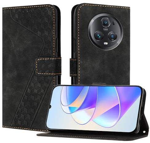 YIRRANZD Handyhülle für Honor Magic 5 Pro 5G Hülle, PU Leder Klapphülle Kartenfach Ständer Magnetisch, Flip Case Cover Handytasche Stoßfeste Schutzhülle für Honor Magic 5 Pro 5G (Schwarz)