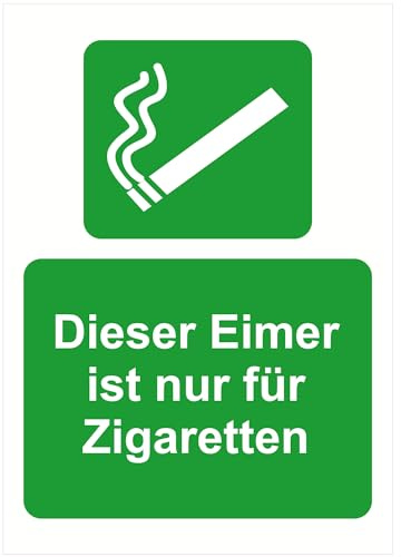 Indigos UG - Schild Zigaretteneimer - 594x840 - Hotel, Firma, Schutz, KITA, Arzt, Praxis - Sicherheit - Warnung - Aluverbundplatte 3mm, Wohnung - Hinweisschild - Warnschild