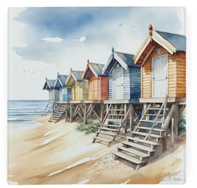 Dessous de plat avec pieds antidérapants Motif cabines de plage 20 x 20 cm