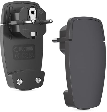 2 pezzi nero contatto di protezione spina angolare 250 V (16 A), spina europea con manico pieghevole, spina di protezione per cavi fino a 3 x 1,5 mm², spina piatta IP20 per uso domestico