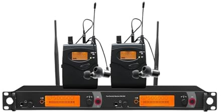WESLNN IEM Channel In Ear Monitor Sistema Inalámbrico Monitoreo Profesional con Auriculares For Puesta En Escena(4 Bodypacks)