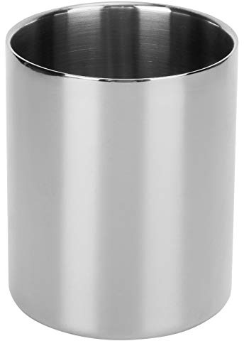 HAOHIZE Edelstahl Bleistift tasse, Stift halter Cup Stift Topf Vasen Blumentopf Halter Schreibtisch Organizer Blumenvasen Stift Pinsel Behälter Desktop Schreibwaren (Silver)