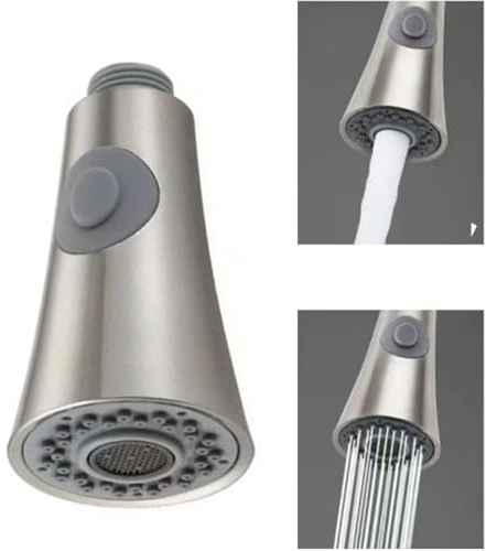 Kitchen Tap Spray Head Replacement Part, G1/2 Kitchen Spray Head for Pull Down Faucet, Kitchen Taps Pull Out Spray Head, for Bathroom(Brushed)