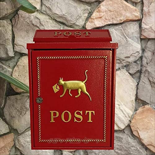 PLMNBQWE An der Wand montierter Briefkasten, Briefkasten, Briefkästen, Wohnhaus, Villa, Außenbereich, an der Wand montierter Zeitungskasten, Postkasten, Posteingangskasten (rot)