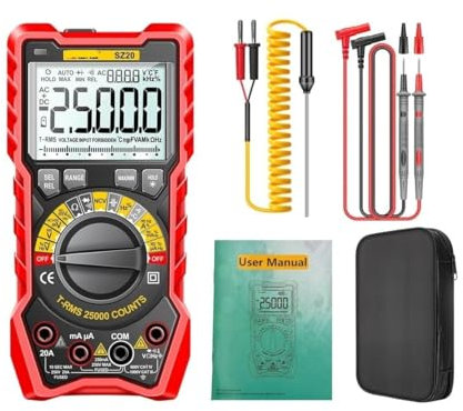 SZ20 25000 comptes multimètre intelligent manuel gamme mètre NCV AC DC Ohm Hz intelligent gamme manuelle numérique multimètre testeur outils(SZ20 Black PRO)