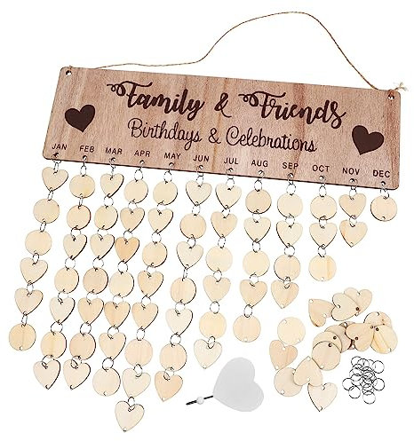 SHOWERORO Holz Hängekalender Selbstgestalten Familien Geburtstags Erinnerungstafel Wandbehang Diy Countdown Kalender Für Feiertage Aus Holz Mit Zubehör