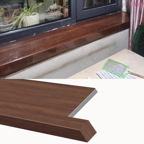 Davanzale Interno Finestra Davanzale Coprifinestra Color Noce con Nasello, Pannelli di Ricambio per Finestre con Texture Legno Acrilico, Davanzale Allargato, Davanzale per Balcone(200x25cm (78 3/4X9